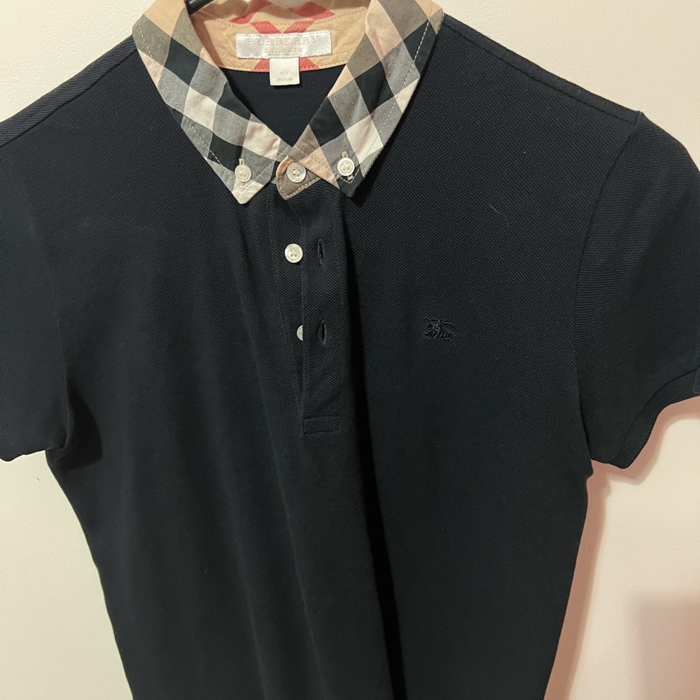 Boys Burberry polo, check collar.
